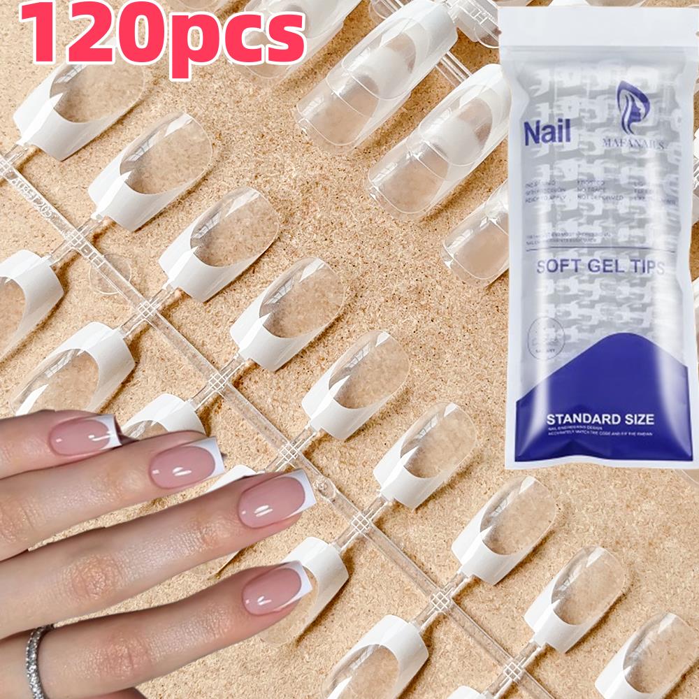 Wedding Vendor - 120pcs/bag Clear French Coffin Press On