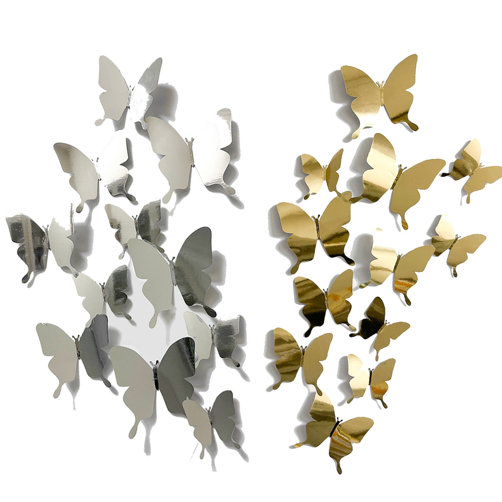 Wedding Package Gold - 12 Pcs Gold Silver Reflective Butterfly