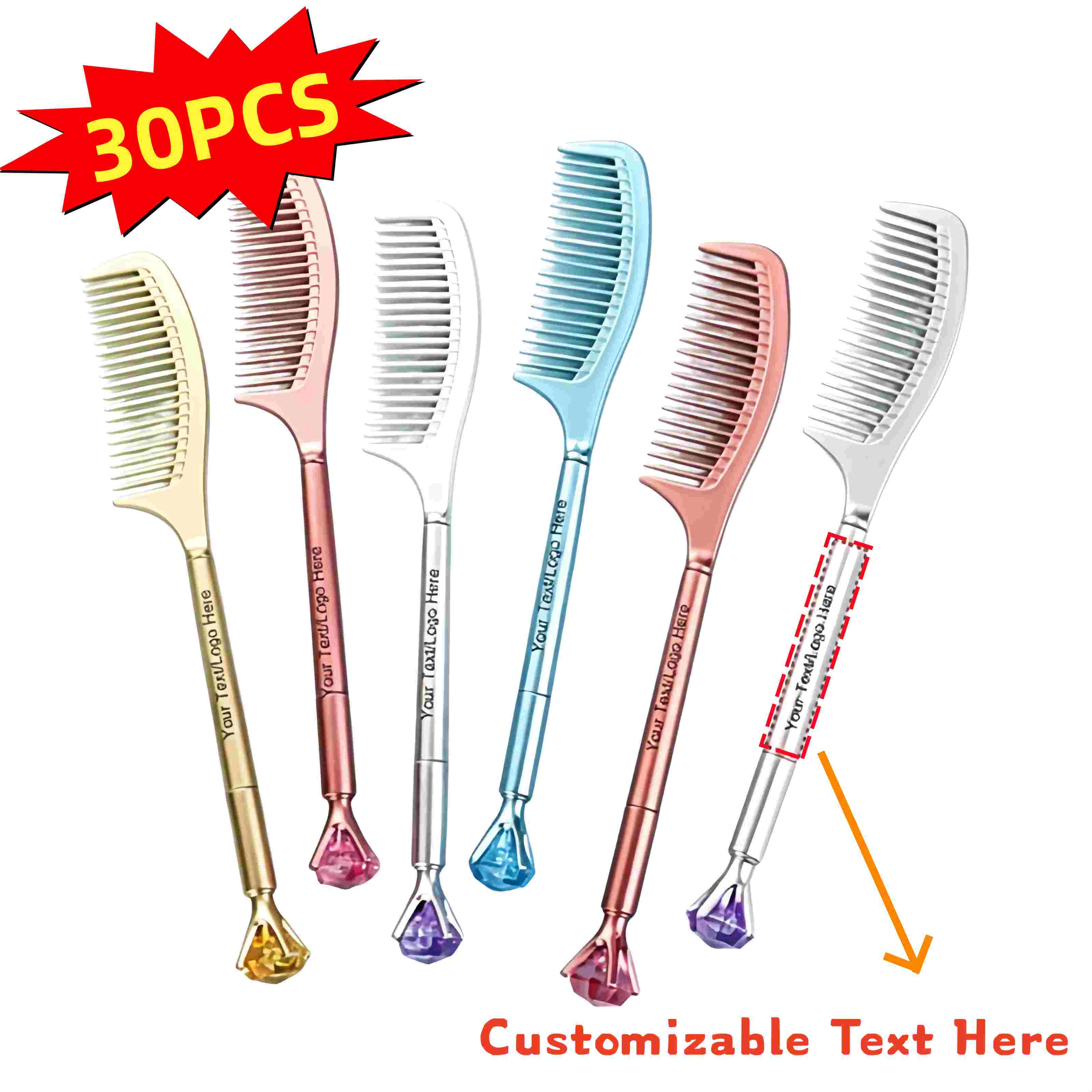 Wedding Supply Company - 30PCS Bulk Customized Diamond comb-shaped Pens