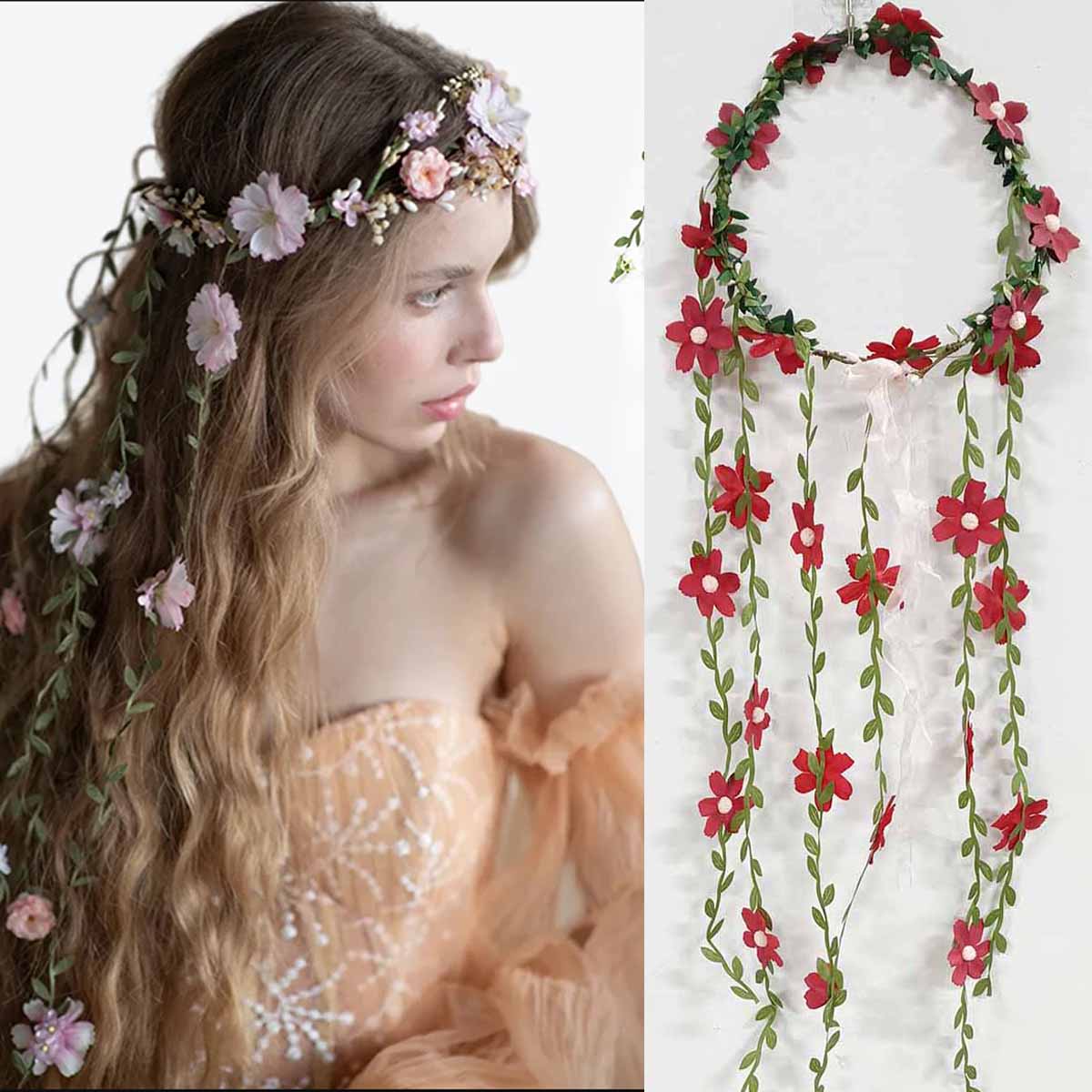 Wedding Supply Store - Bohemian Rattan Flower Vines Crown Headband