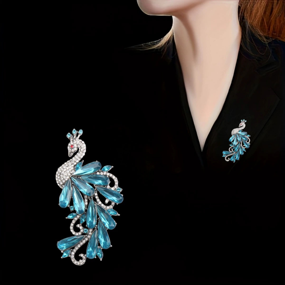 Suit Supply Wedding Party - Luxury Rhinestones Peacock Brooch Pin for