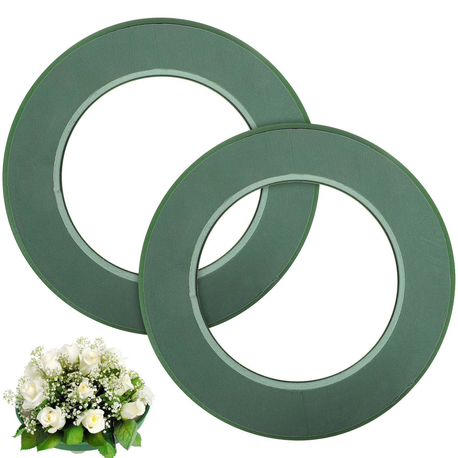 Wedding Floral Supply - 2Pcs Floral Foam Wreath Green Wet