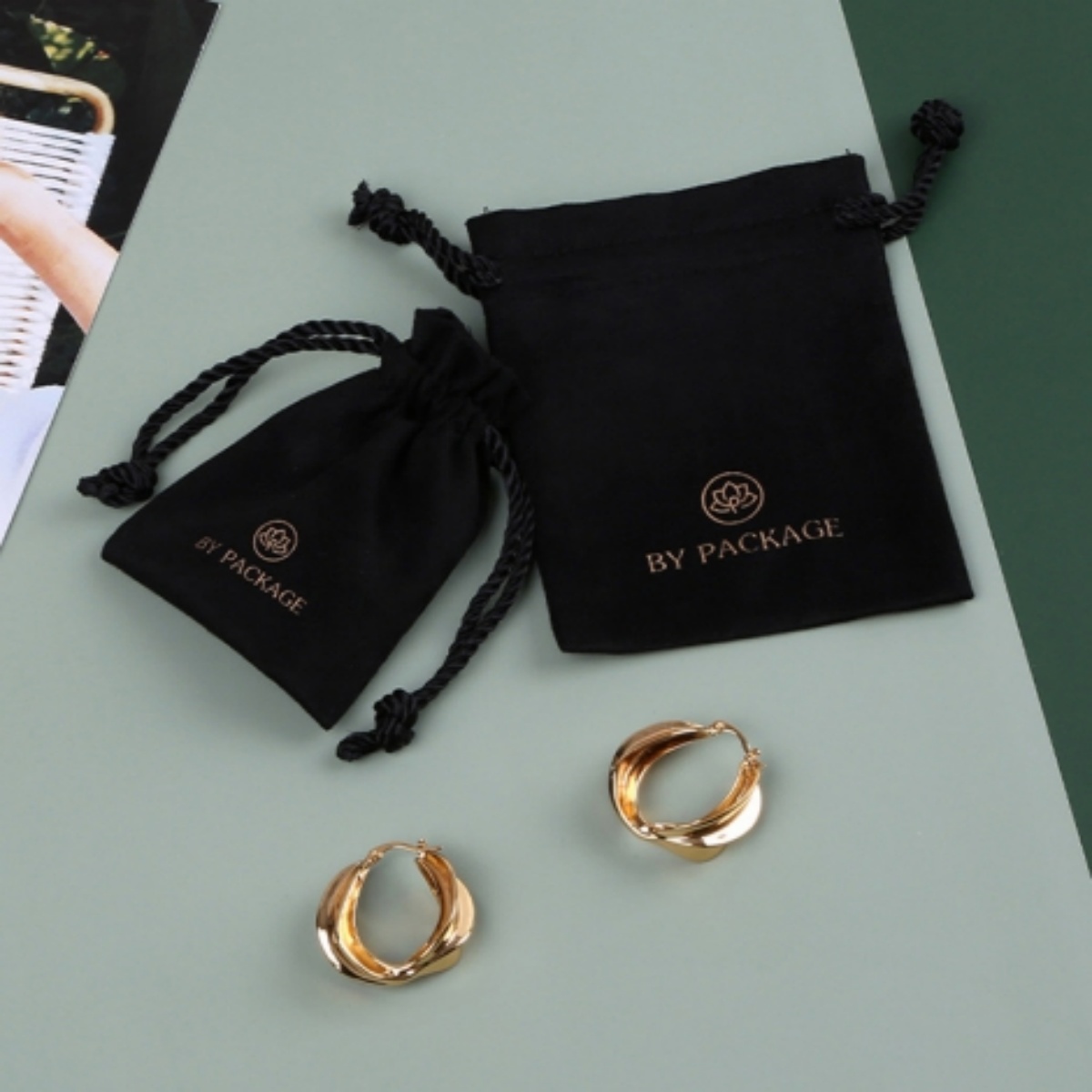 Wedding Package Gold - 50pcs Black Velvet Tarot Storage Bag