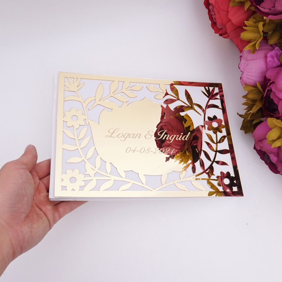 Luxury Hollow Floral Mirror Ac - огляд і ціна Personalized Guest Book