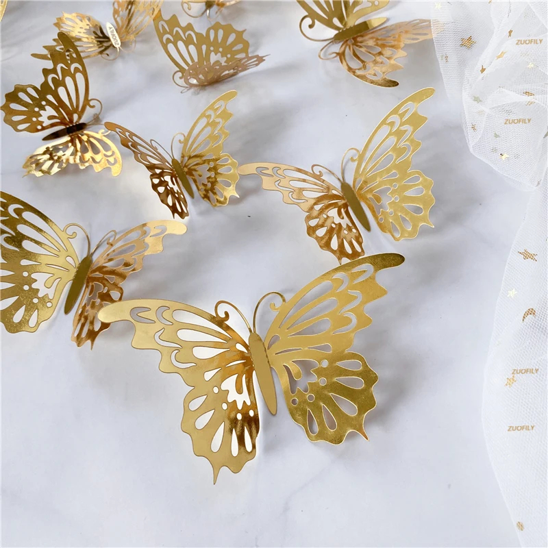 12/36Pcs 3D Hollow Butterfly W - огляд і ціна Wedding Package Gold